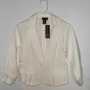 White Stretch Business Jacket 3/4 Sleeves